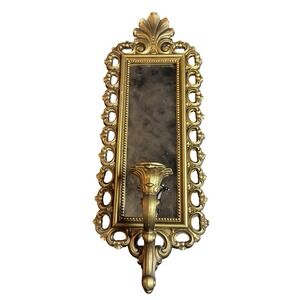 1972 Homco Smoky Mirror Wall Sconce: Florentine Hollywood Regency Decor Gold MCM